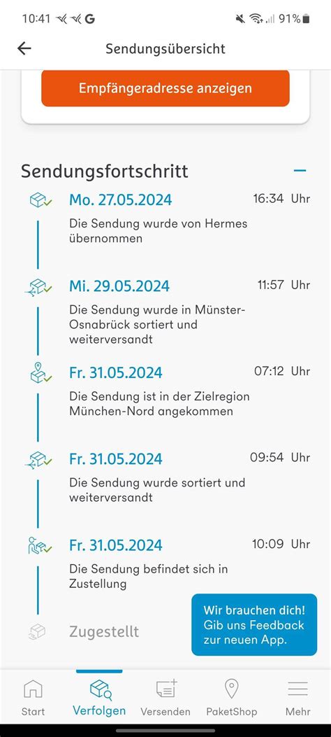 hermes seit 2 tagen in zustellung 2 tage stillstand|hermes sendung übergabezeit.